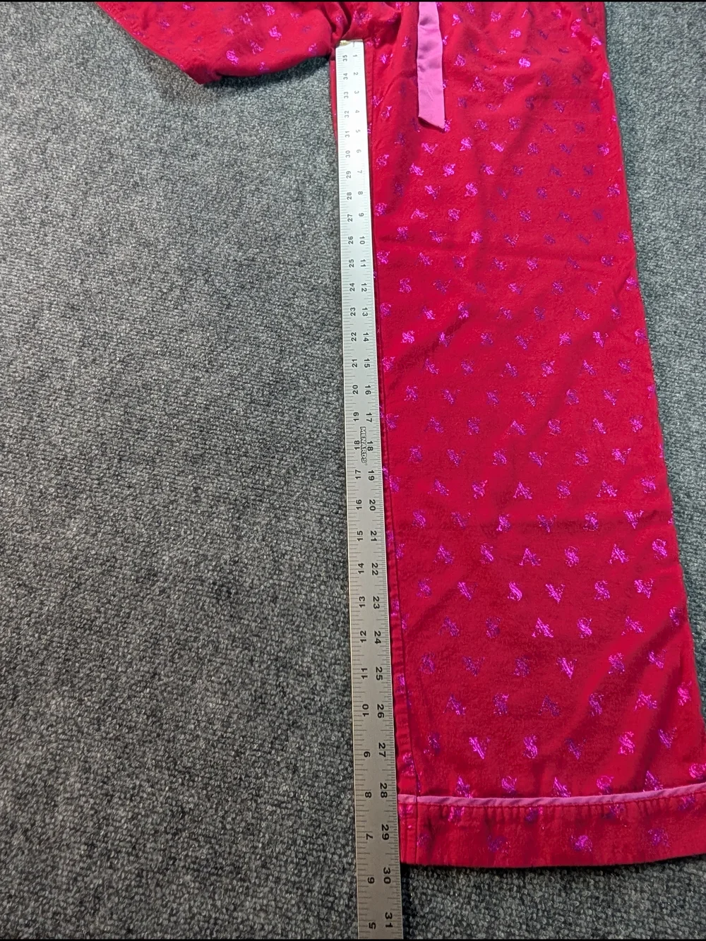Victoria's Secret Women’s Small Red Sleep Pants with Satin Tie Glitter Logos